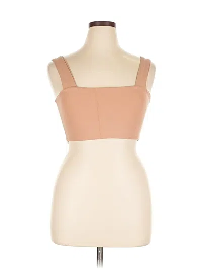 Pre-owned Zara Sleeveless Top Tan Sweetheart Neckline Tops In Brown