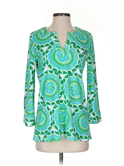 Pre-owned Talbots 3/4 Sleeve Blouse In Green