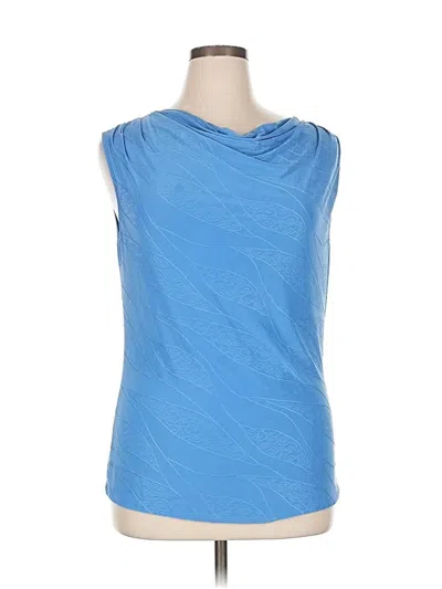 Pre-owned Roz & Ali Sleeveless Top Blue Cowl Neck Tops