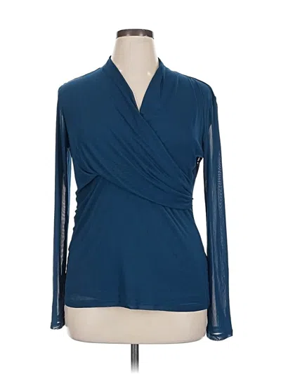 Pre-owned Dkny Long Sleeve Blouse In Blue