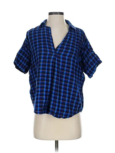 Pre-owned Madewell Short Sleeve Blouse In Blue