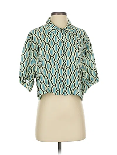 Pre-owned Velvet By Graham & Spencer Short Sleeve Blouse In Blue