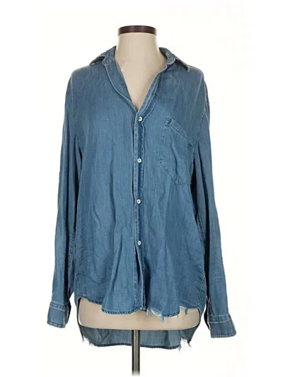 Pre-owned Aemi + Co Long Sleeve Button Down Shirt In Blue