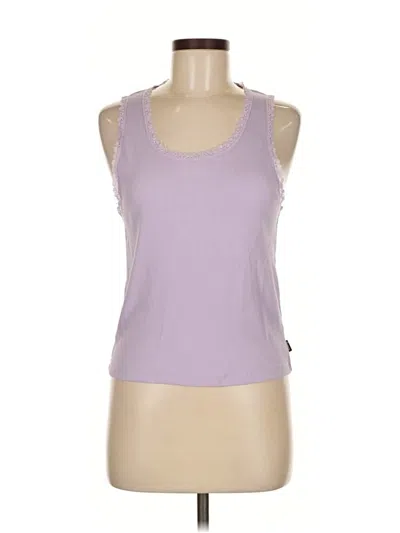 Pre-owned Superdry Tank Top Purple Solid Pattern Scoop Neck Tops