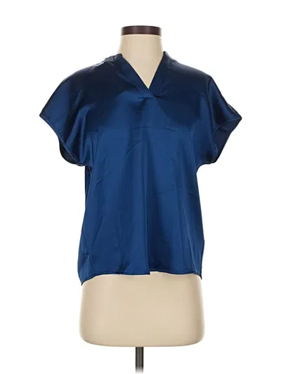 Pre-owned Nicole Miller Short Sleeve Blouse In Blue