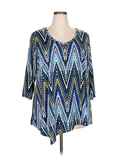 Pre-owned Karen Kane 3/4 Sleeve Blouse In Blue