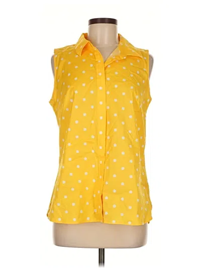 Pre-owned Talbots Sleeveless Button Down Shirt In Yellow