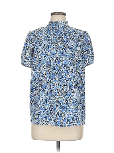 Pre-owned Lands' End Short Sleeve Blouse In Blue