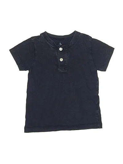 Pre-owned Crewcuts Kids' Short Sleeve Henley Shirt In Blue