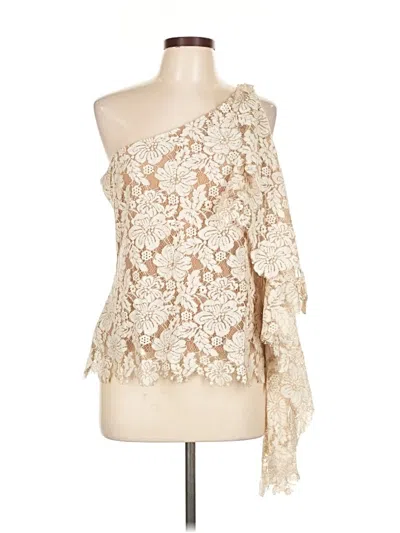 Pre-owned Tracy Reese 3/4 Sleeve Top Ivory One Shoulder Neckline Tops In White
