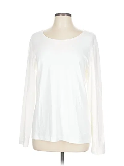 Pre-owned Karen Scott Long Sleeve Top Ivory Boatneck Tops In White