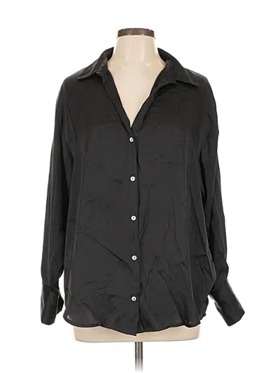 Pre-owned Zara Long Sleeve Blouse In Black