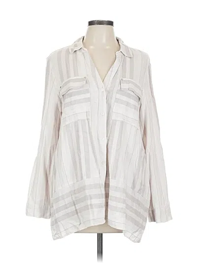 Pre-owned Cece Long Sleeve Blouse In White