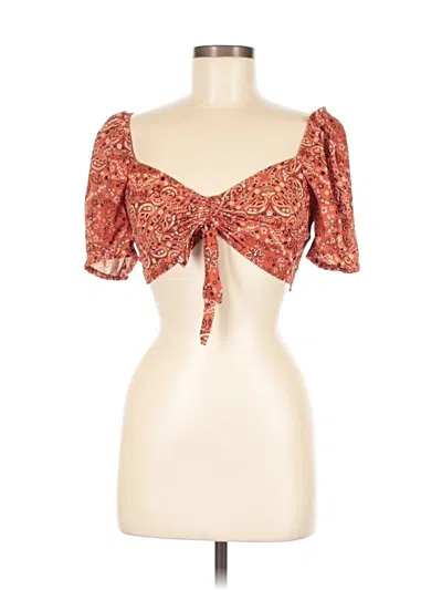 Pre-owned Endless Summer Short Sleeve Blouse In Orange