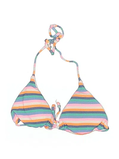 Pre-owned Shoshanna Swimsuit Top Teal Stripes Pattern Swimwear In Blue