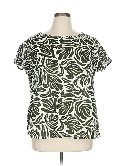 Pre-owned Nicole Miller Short Sleeve Blouse In Green