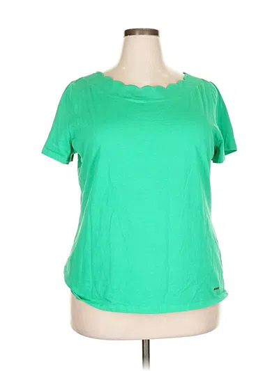 Pre-owned Anne Klein Short Sleeve Top Green Scoop Neck Tops