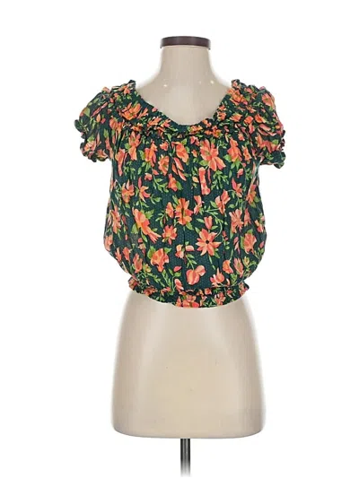 Pre-owned Fp One Short Sleeve Blouse In Green