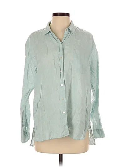 Pre-owned Jjill 3/4 Sleeve Button Down Shirt In Green