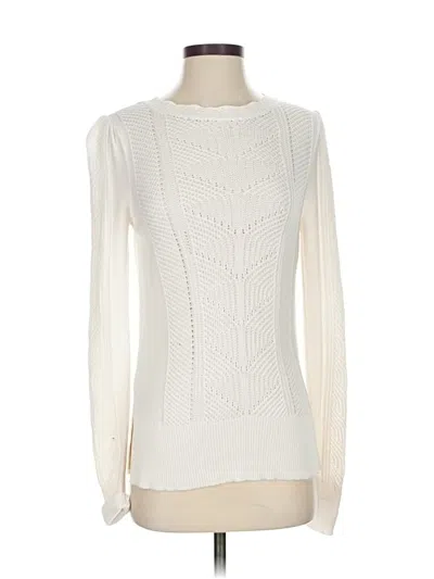 Pre-owned Ann Taylor Loft Long Sleeve Top Ivory Turtleneck Tops In White