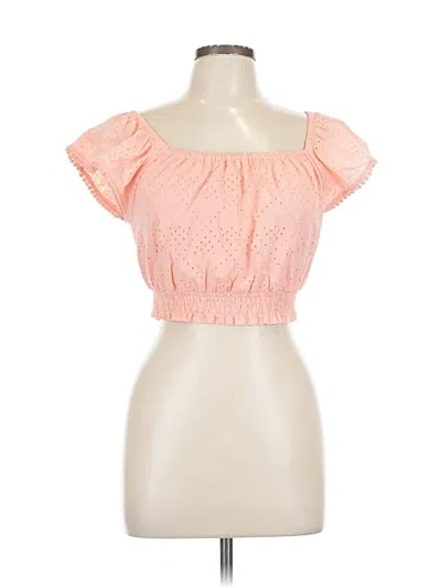 Pre-owned Happily Grey Short Sleeve Top Orange Sweetheart Neckline Tops