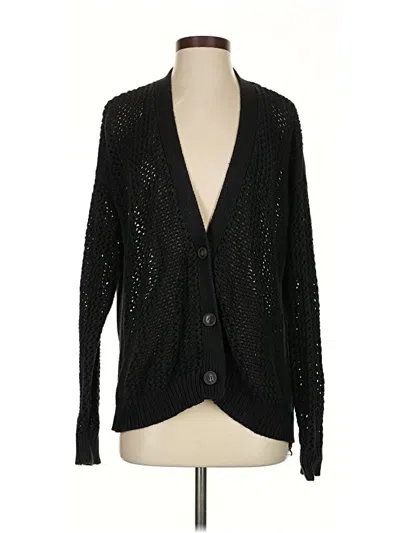 Pre-owned Self Contrast Cardigan Sweater In Black