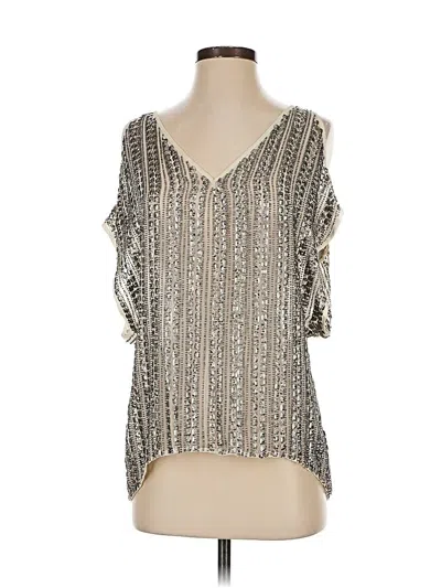 Pre-owned Parker Short Sleeve Blouse In Silver