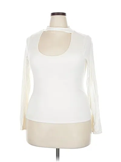 Pre-owned Good American Long Sleeve Top Ivory Keyhole Neckline Tops In White