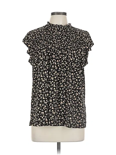 Pre-owned Anne Klein Short Sleeve Turtleneck In Black