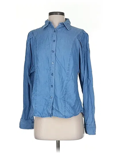 Pre-owned Anne Klein Long Sleeve Button Down Shirt In Blue