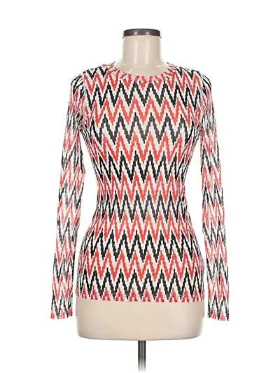 Pre-owned Karen Kane Long Sleeve Top Red Square Neckline Tops