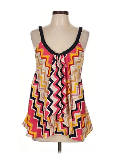 Pre-owned Diane Von Furstenberg Sleeveless Silk Top Yellow Halter Neckline Tops