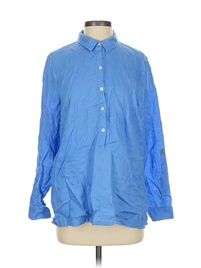 Pre-owned Jjill Long Sleeve Button Down Shirt In Blue