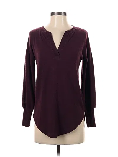 Pre-owned Ann Taylor Loft Long Sleeve T-shirt In Burgundy