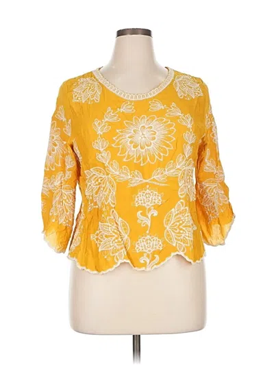 Pre-owned Solitaire 3/4 Sleeve Blouse In Yellow