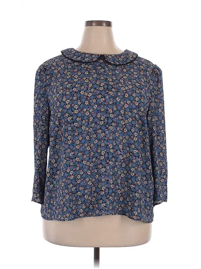 Pre-owned Cece 3/4 Sleeve Blouse In Blue