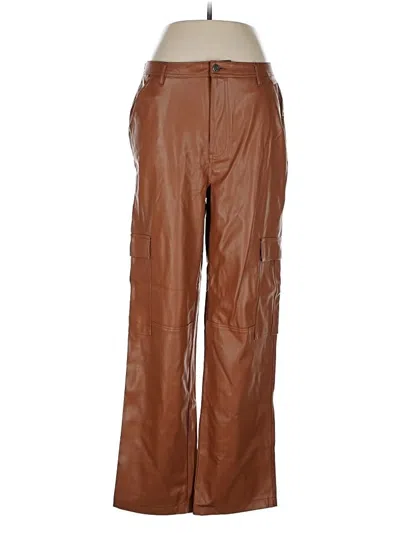 Pre-owned Afrm Faux Leather Pants In Brown