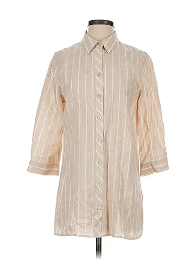 Pre-owned Chico's 3/4 Sleeve Button Down Shirt In Brown