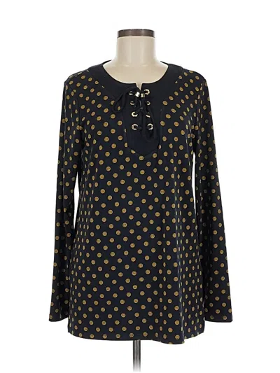 Pre-owned Michael Michael Kors Long Sleeve Top Black Keyhole Neckline Tops