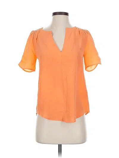 Pre-owned Joie Short Sleeve Silk Top Orange Keyhole Neckline Tops