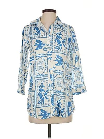 Pre-owned Calypso St Barth 3/4 Sleeve Button Down Shirt In Blue