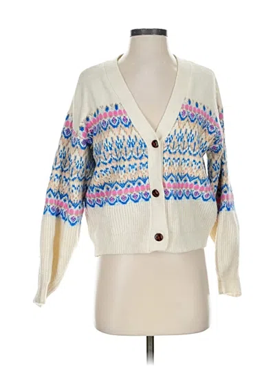 Pre-owned Lush Cardigan Sweater In White