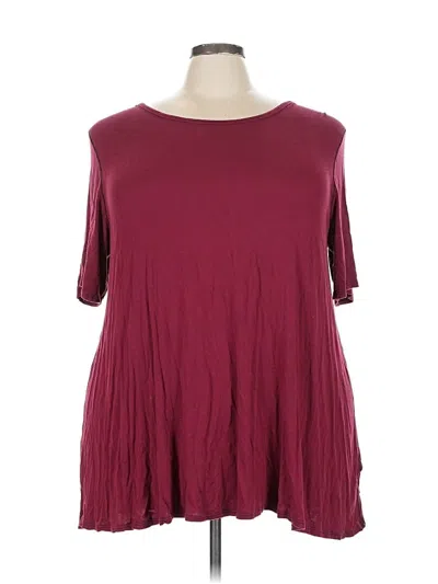 Pre-owned Cha Cha Vente Short Sleeve Top Burgundy Cold Shoulder Neckline Tops