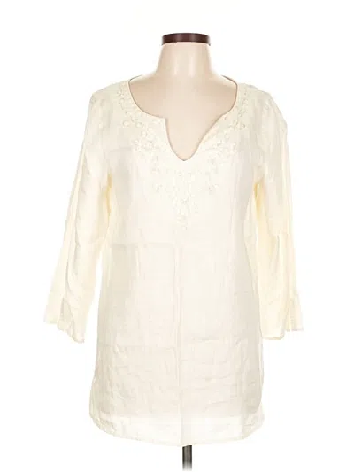 Pre-owned Dana Buchman 3/4 Sleeve Blouse In White