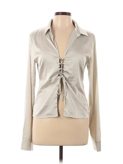 Pre-owned Isalis Long Sleeve Blouse In Silver