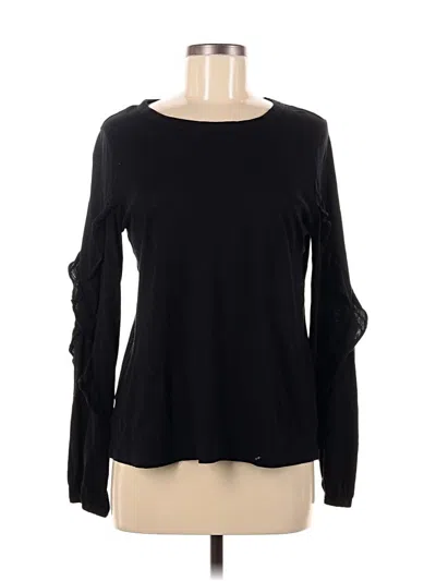 Pre-owned Ann Taylor Loft Long Sleeve Top Black Keyhole Neckline Tops