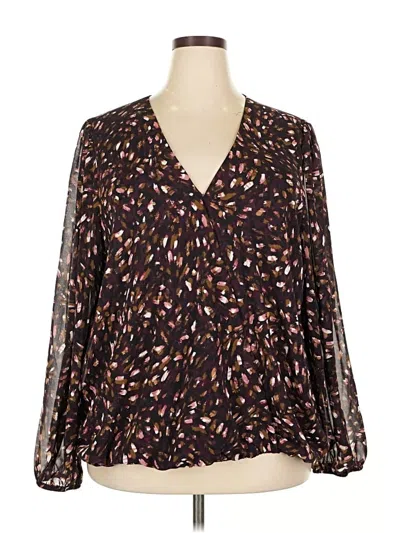 Pre-owned Nine Britton Long Sleeve Blouse In Brown