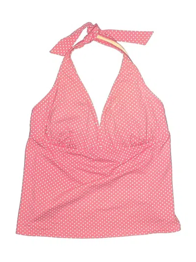 Pre-owned Lands' End Swimsuit Top Pink Polka Dots Pattern Halter Neckline Swimwear