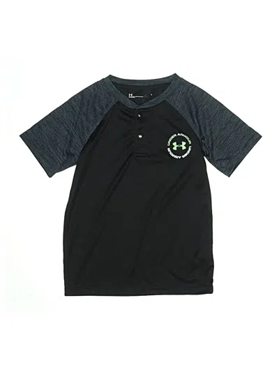 Pre-owned Under Armour Kids' Short Sleeve Henley Shirt In Black