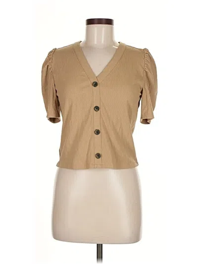 Pre-owned Ann Taylor Loft Short Sleeve Henley Shirt In Brown